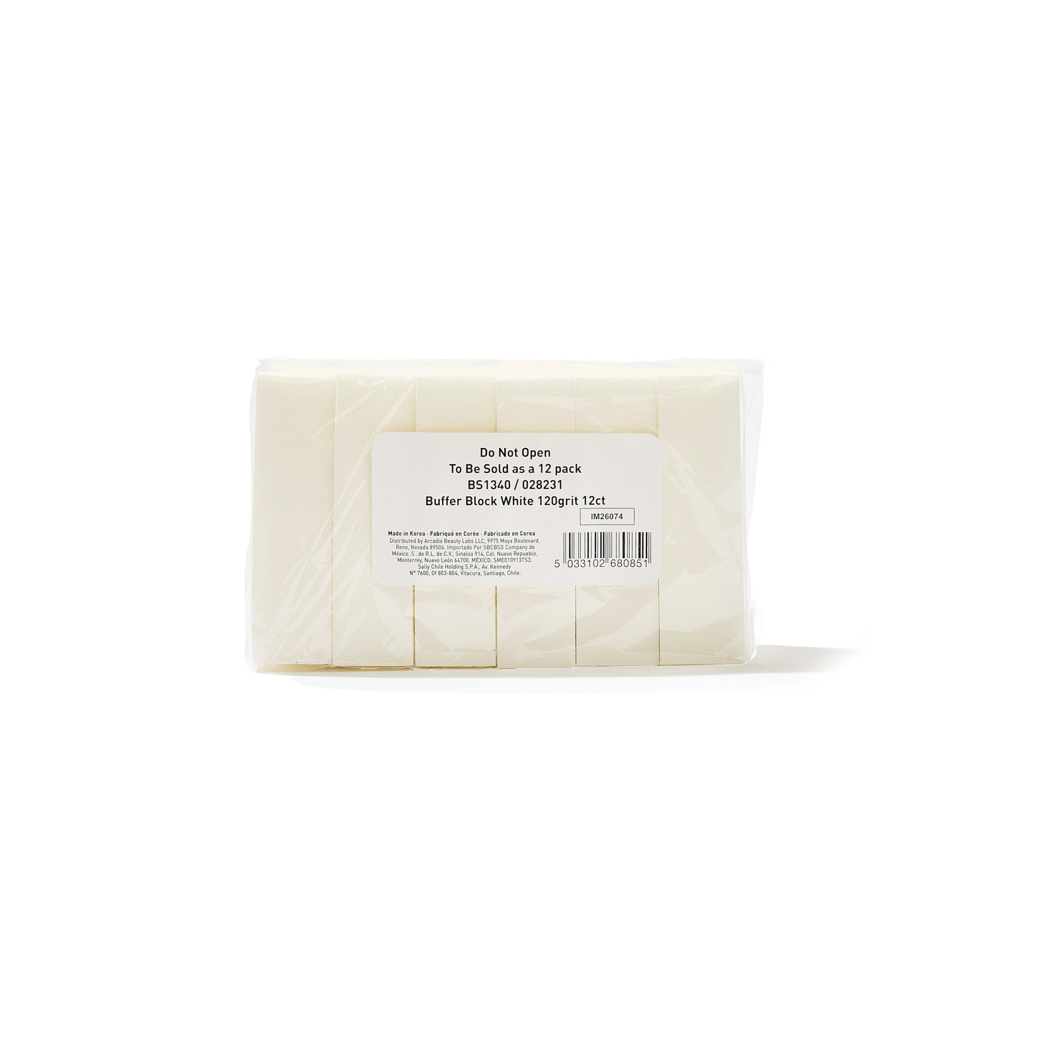 Beauty Secrets White Buffer Block 12 Count 120 Grit Set