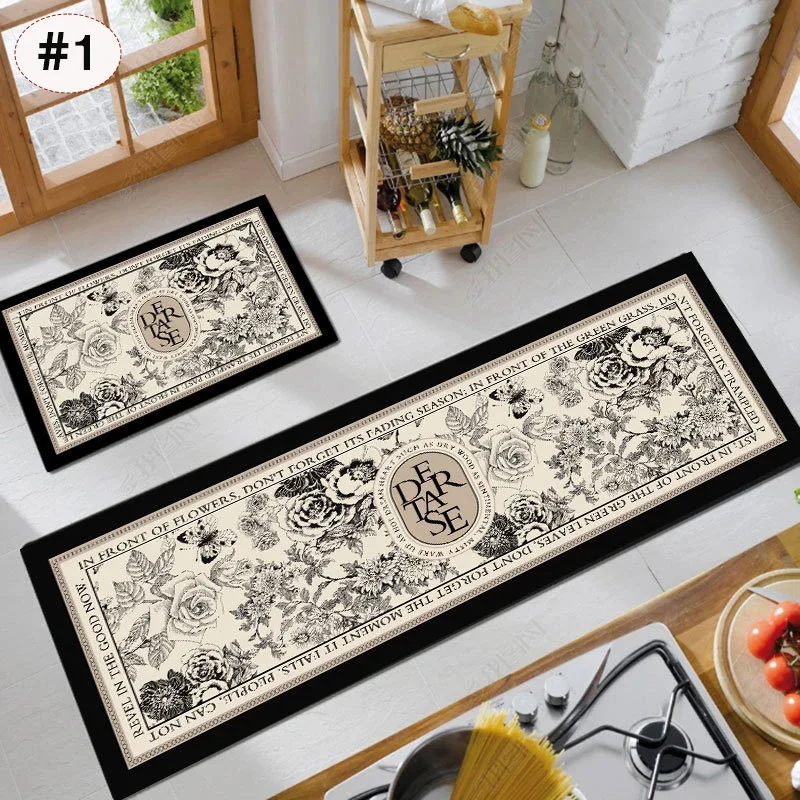Water Absorption Kitchen Rug Bathroom Floor Anti-slip Mat Kitchen Mat Absorbent Printed Non-slip Area Mat Hallway Long Carpets