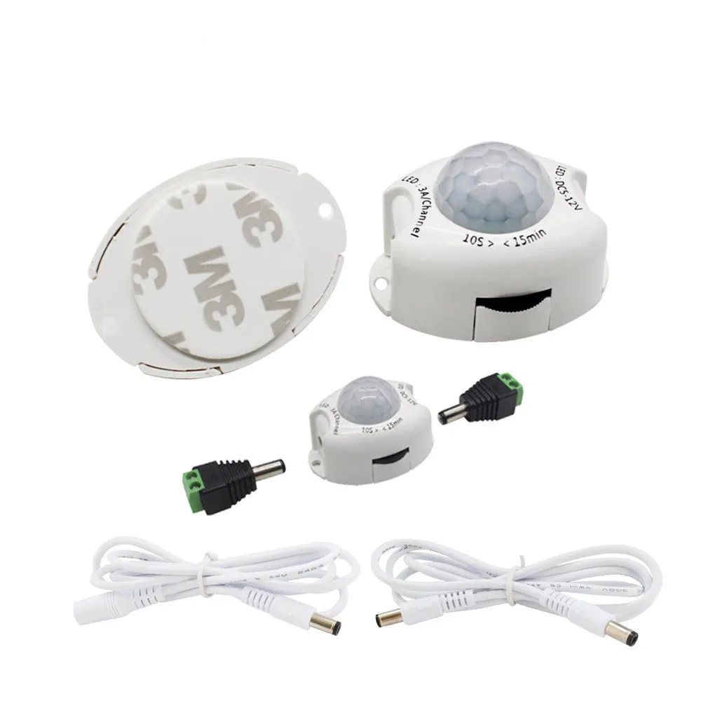 PIR-Bewegungsmelder-Lichtschalter, 5 V, 12 V DC, Bewegungsmelder, aktivierter Timer, automatischer Schalter, EIN/AUS für LED-Streifen unter der Bettlampe