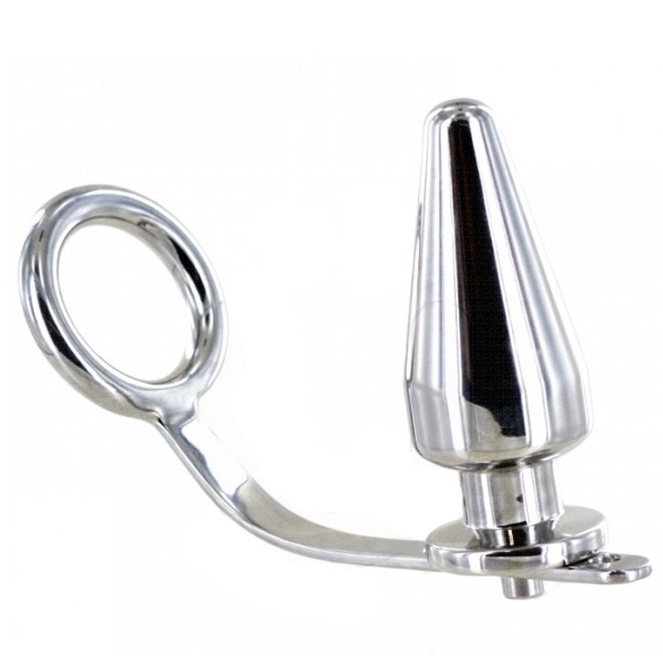 Metal Hard - Anello in acciaio con plug anale 1 St