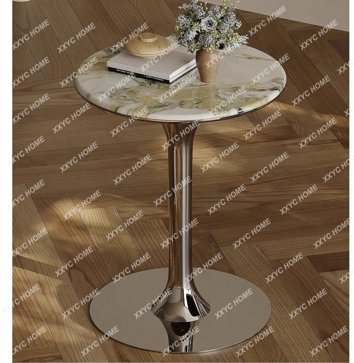Un canapé en marbre minimaliste italien bord léger luxe haut de gamme Art petite Table basse petite Table ronde