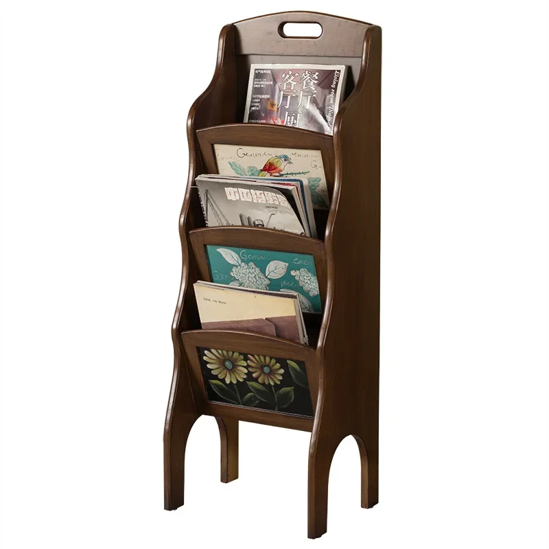 Étagère à livres rétro européenne, support de rangement pour journaux, présentoir pour magazines, meuble de rangement américain peint, petite étagère à livres