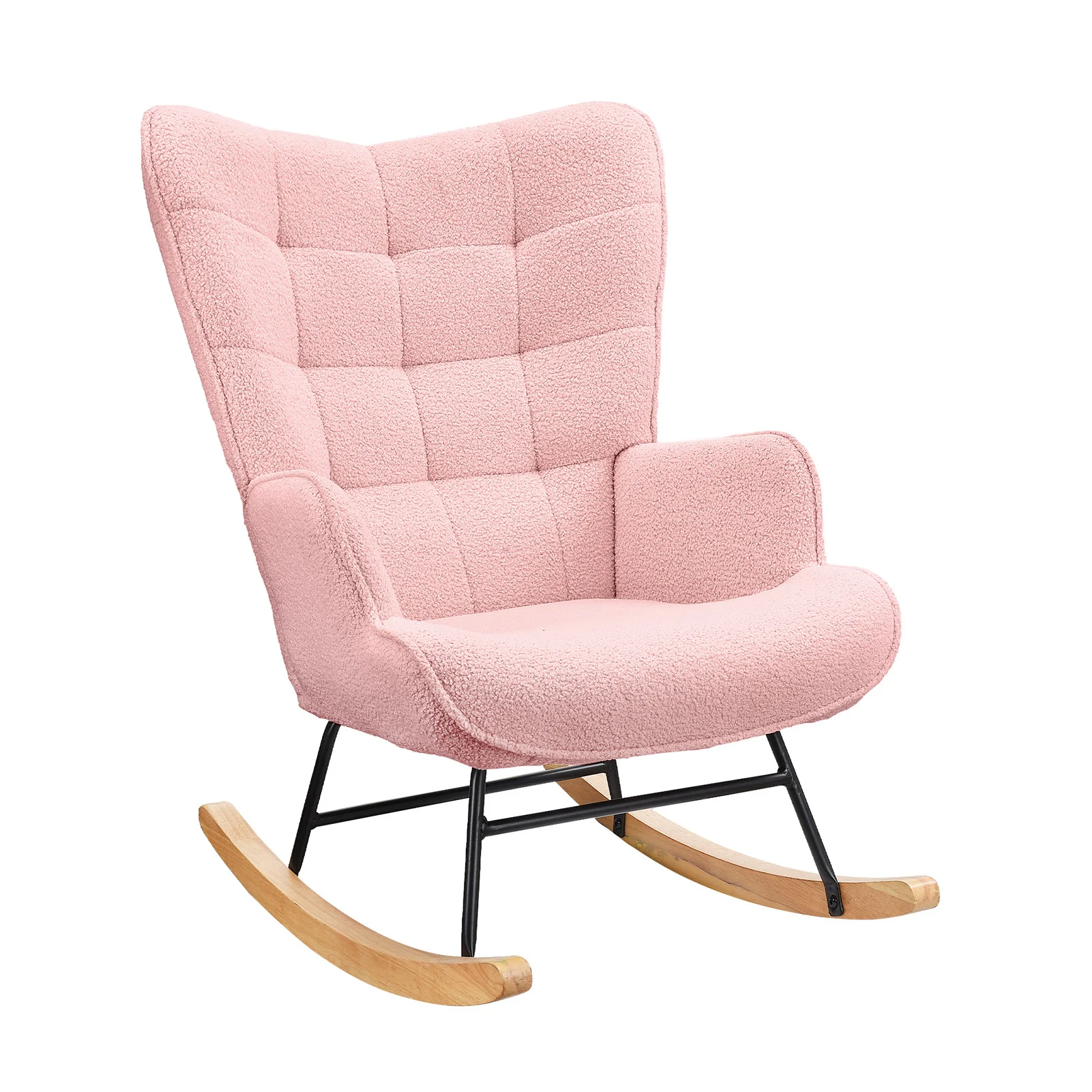 Anajqaqia Schaukelstuhl, Relaxsessel, Wohnzimmerstuhl, Schaukelstuhl, für Schlafzimmer, Wohnzimmer, Teddy-Samt, Rosa