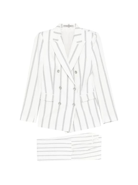 Double-Breasted Striped Suit - White - Tagliatore Suits