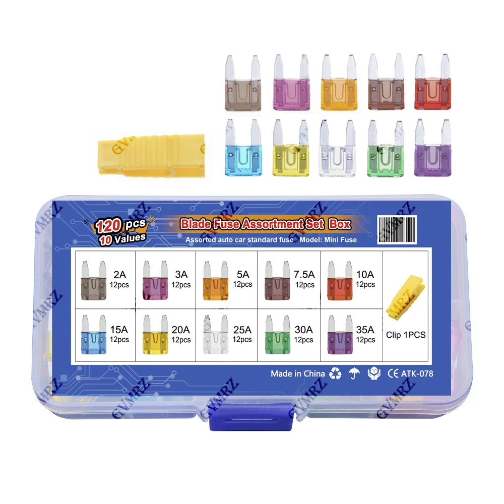 120PCS 10Values Small Size Blades Type Car Fuse kit Assortment 2A 3A 7.5A 10A 15A 20A 25A 30A 35A Fuse Set Auto Car Truck 25A