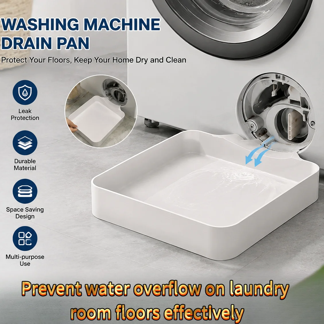 The Drip Tray At The Washing Machine Drain Can Collect Residual Water and Lint Stains The Floor Clean Washing Machine Tray