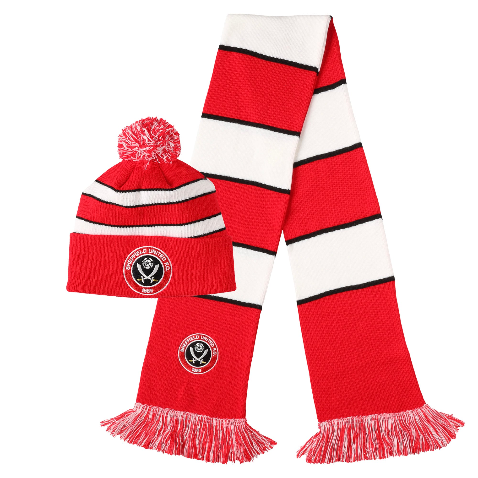Sheffield United Junior besticktes Mützen- und Schal-Set