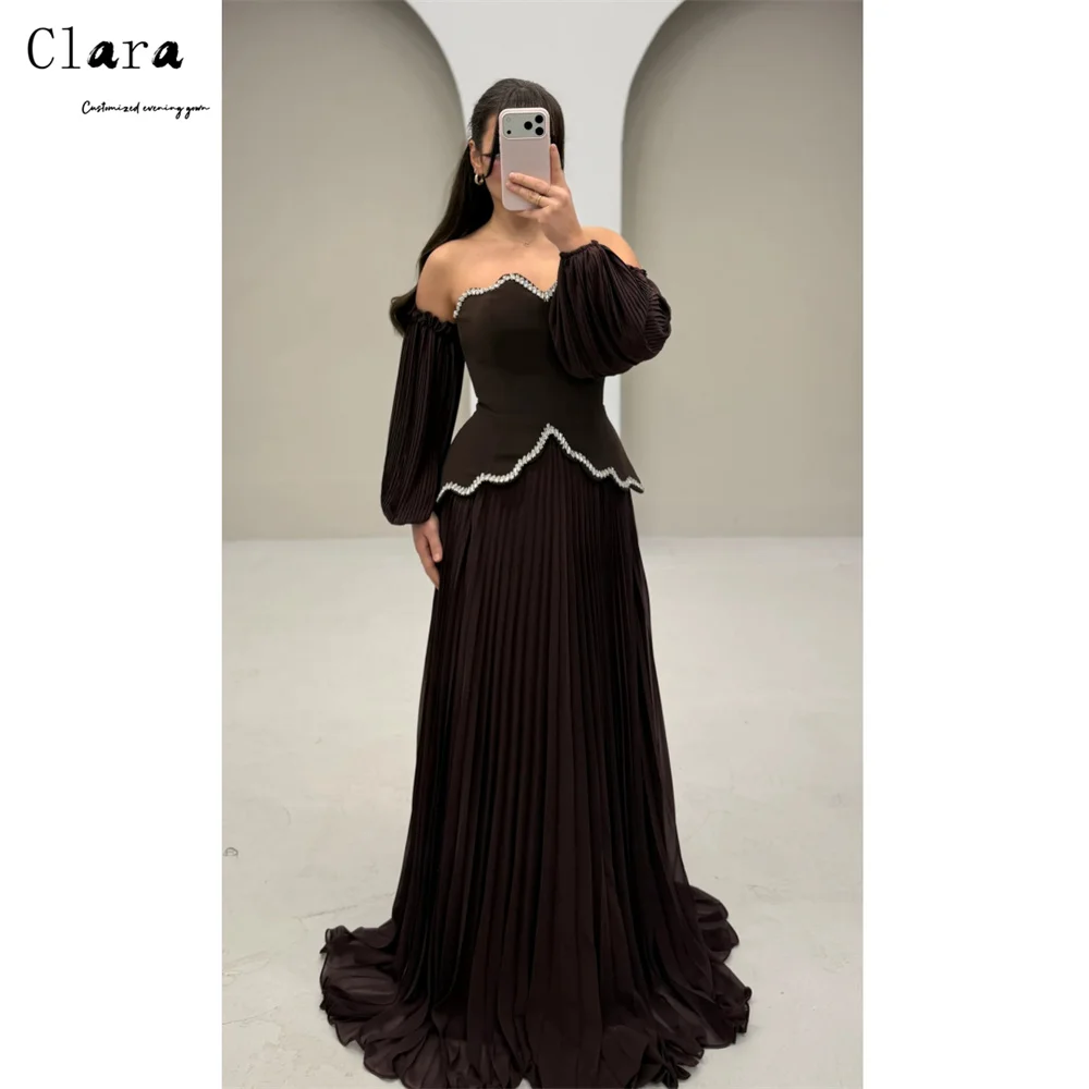 Clara Custom A-line Rhinestone Off-shoulder Sweetheart Elegant Chic Woman Evening Dress Luxury 2026 Dresses D/party Women's Prom