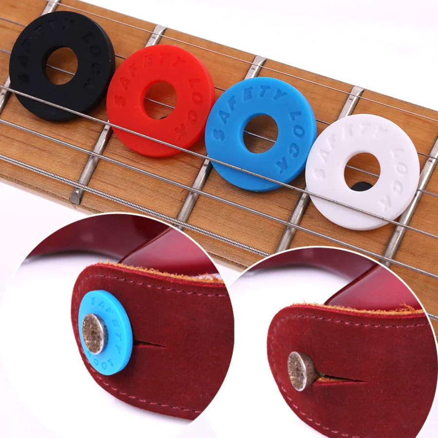 4 Teile/satz Gummi Gitarrengurt Schloss Blöcke Gitarren Protektoren Gitarren Schlösser Schwarz Gitarrengurt Verriegelung Silikonband Schloss