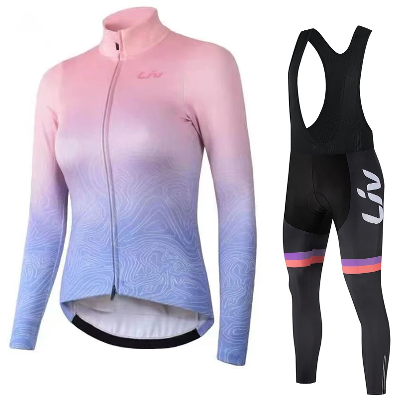 Ensemble de cyclisme LIV pour femme : maillot de cyclisme, salopette de cyclisme avec coussin de selle, maillot de sport pour vélo de route, ensemble de pantalon de cyclisme, combinaison de cyclisme