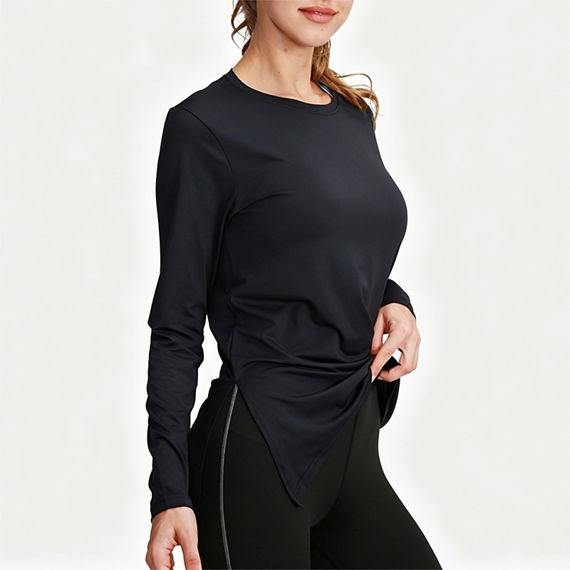 Women's Solid Colored Running Shirt Sports Top Workout Tops Spring Fall / Winter Split Long Sleeve Quick Dry Lightweight Moisture Wicking Breathable Gym Workout Running Walking Fitness Yoga White