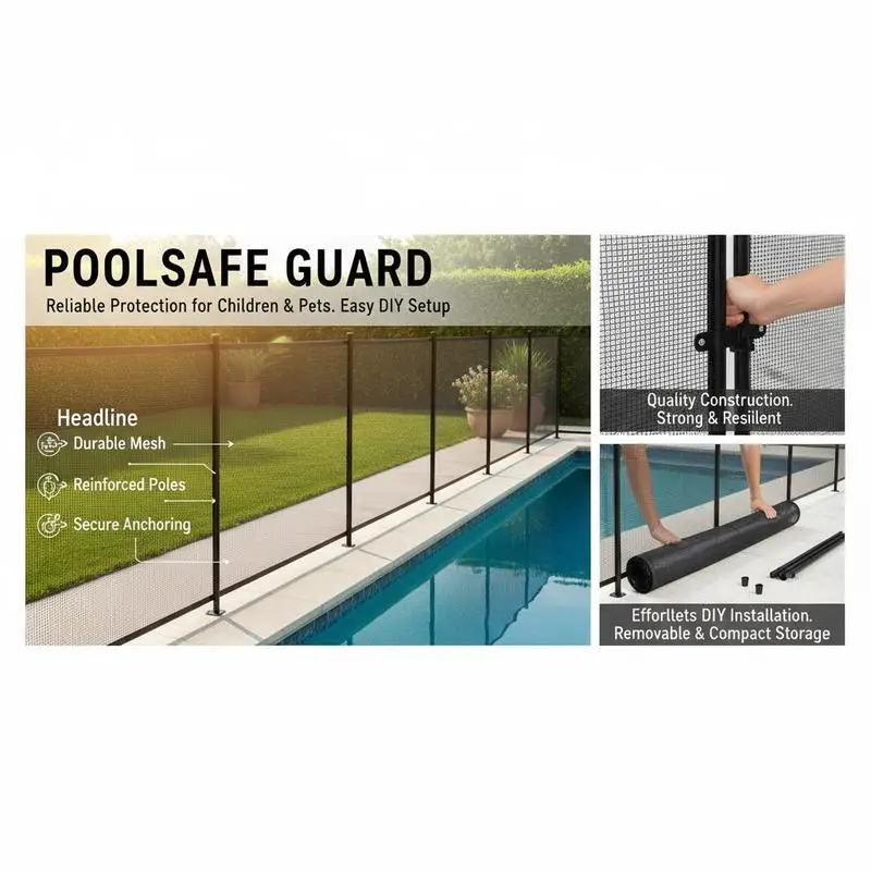 Clôture de piscine, clôture de piscine amovible pour la sécurité des enfants de 1,21 x 21,95 m, installation facile en DIY, clôture de piscine, filet de clôture de piscine en PVC Teslin de 340 g,