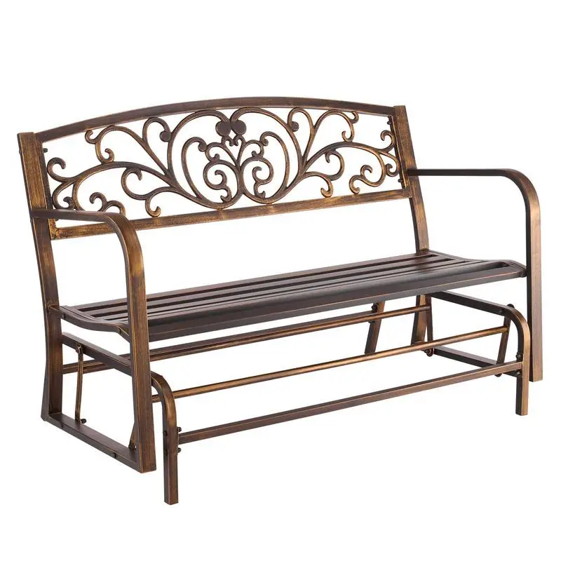 Banc de jardin, mobilier de jardin, bancs, largeur 127 cm, capacité de charge 250 kg, banc de patio avec structure en acier au carbone, banc de balcon avec accoudoirs, banc de véranda pour jardin,