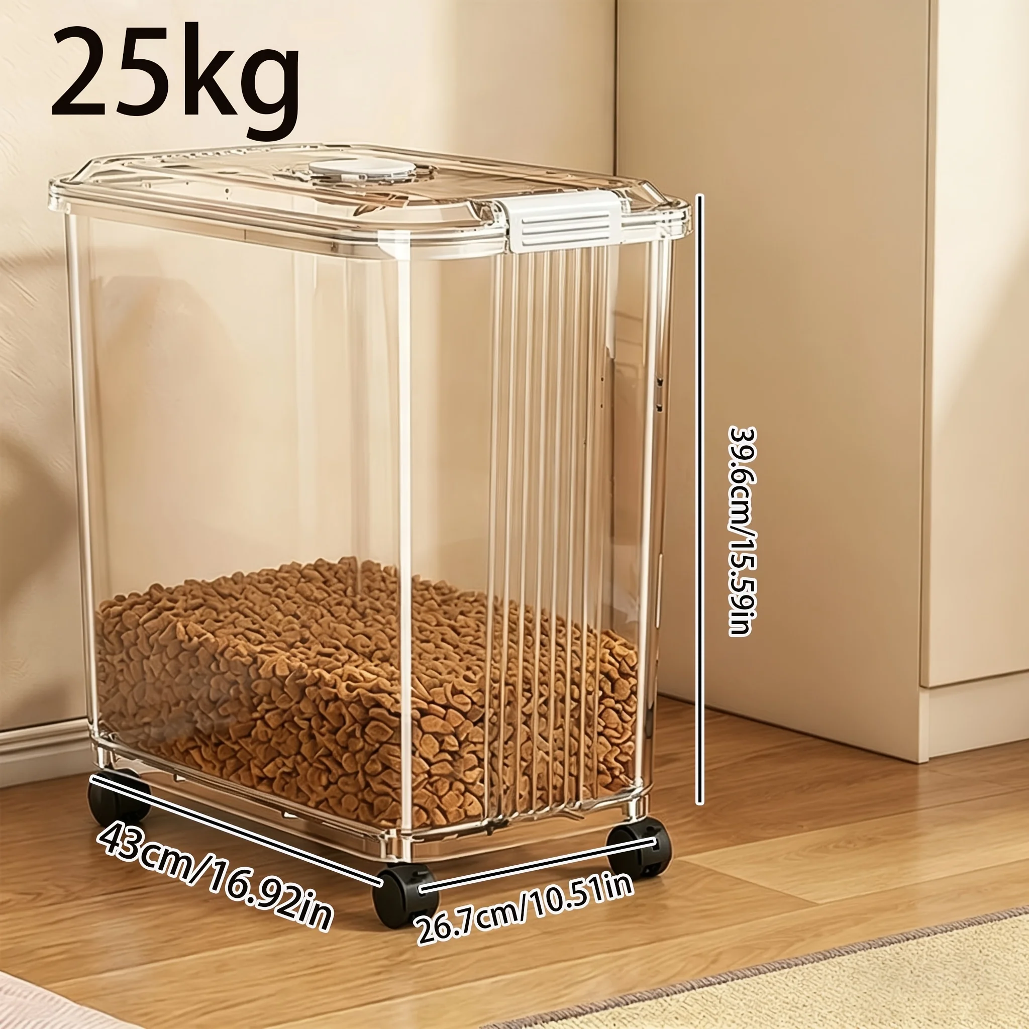 Conteneur de stockage de nourriture pour chats à grande capacité et à fentes étroites, seau hermétique à large ouverture pour nourriture pour chiens, nourriture pour animaux domestiques