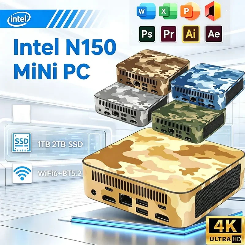 NEW Mini PC Windows 11 Intel N150 8GB 16GB RAM 1TB 2TB M.2 SSD WiFi6 BT5.2 4K HD Portable Gaming Computer Office PC Desktop