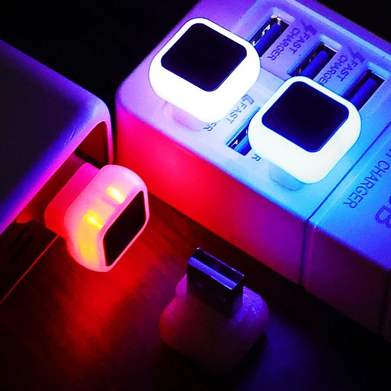 2pcs USB Powered Car Interior LED Ambient Light Plug Play Mini Mood Atmosphere Lamp Auto Decoration Lighting Car Interior