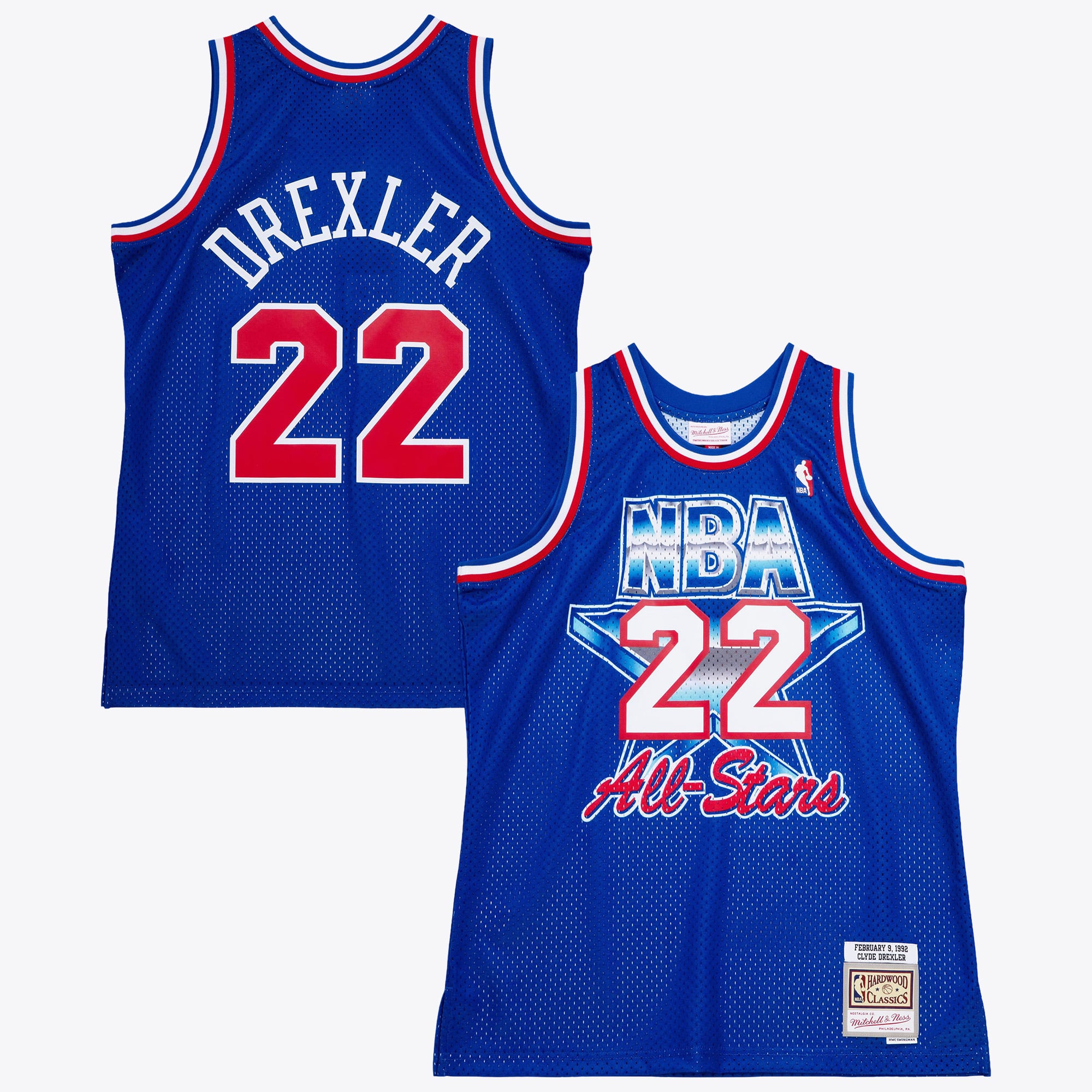 Maillot authentique NBA Mitchell & Ness Clyde Drexler 1992 All-Star Ouest - Bleu royal - Homme Taille: S