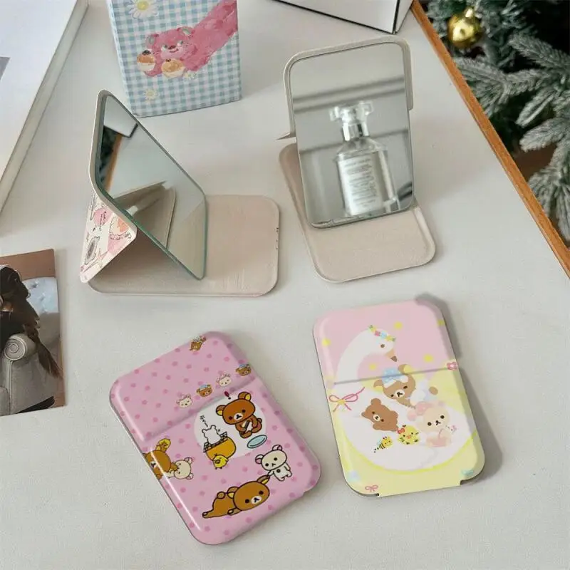 Kawaii Cartoon Rilakkuma Korilakkuma Spiegel Studenten-Tischspiegel Tragbarer Klappspiegel Mädchen Geburtstagsgeschenk Kreatives Zubehör