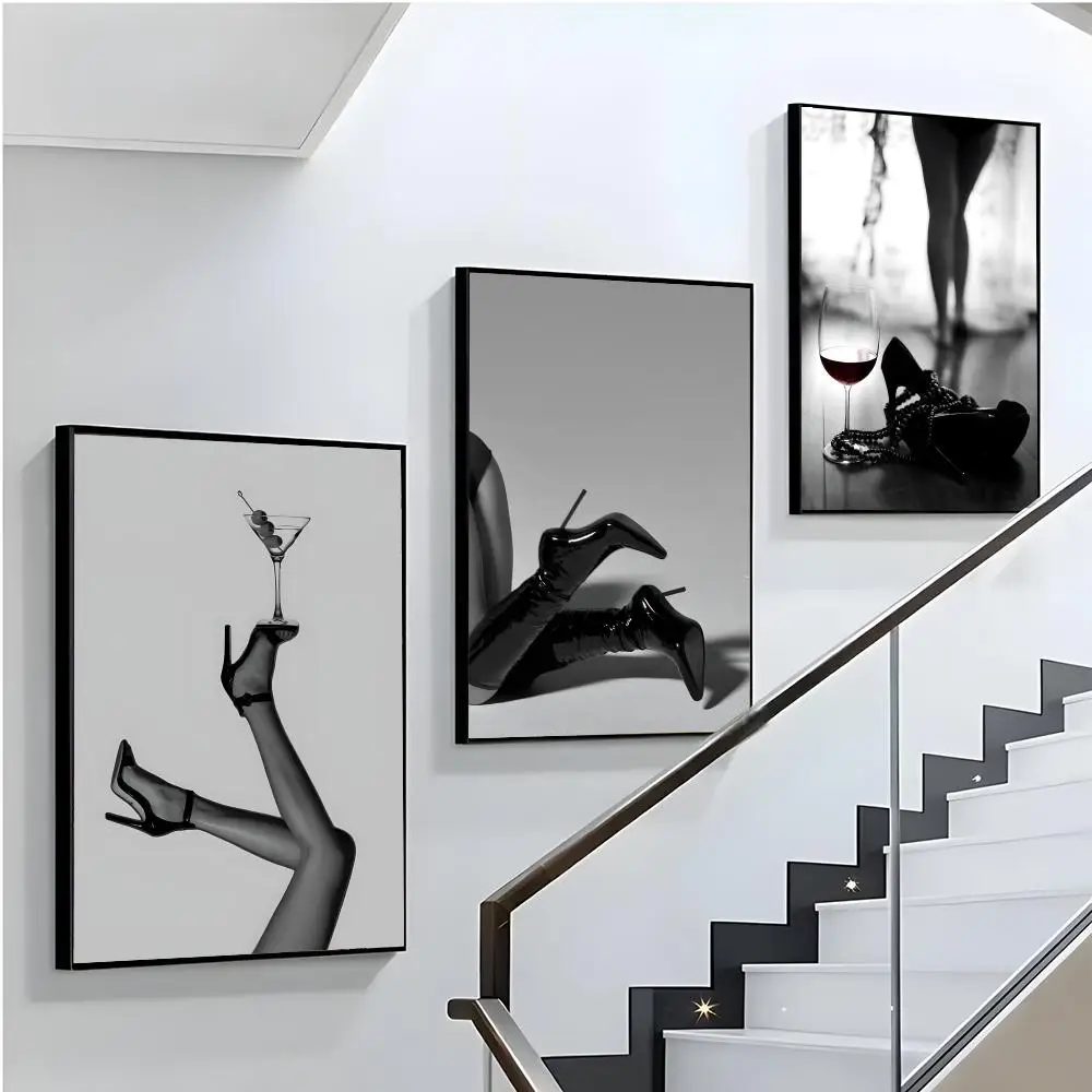Schwarz-weißes Mode-Luxus-Poster für Frauen, moderner dekorativer Wandsticker für das Wohnzimmer – Kunst-Dekorationsposter für Zuhause