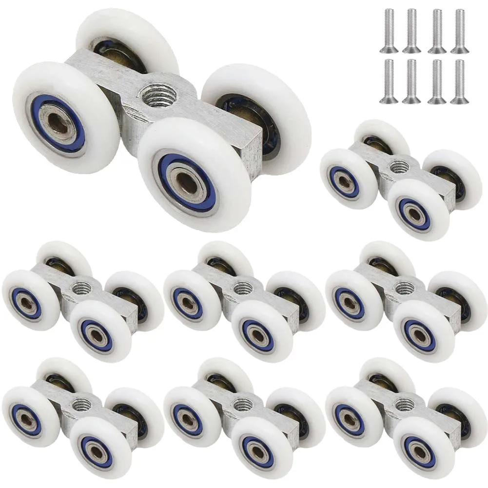 8 pièces salle de douche petite poulie suspendue rouleaux de porte coulissante salle de bain porte en verre rouleau accessoires de quincaillerie pour la maison