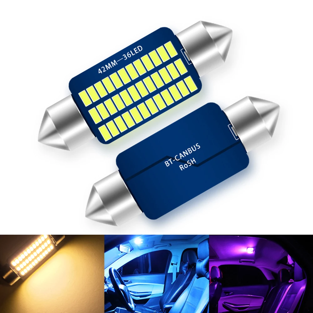 Lumière intérieure LED 31mm 36mm 39mm 41mm, lampe de lecture, lampe de toit, lampe de dôme, lampe de plaque d'immatriculation LED, bleu glace, rose, blanc chaud
