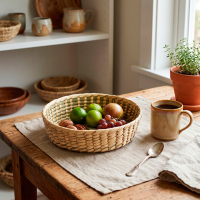 Rustic Flair,'Handwoven Rustic Multi-Purpose Natural Fiber Basket'