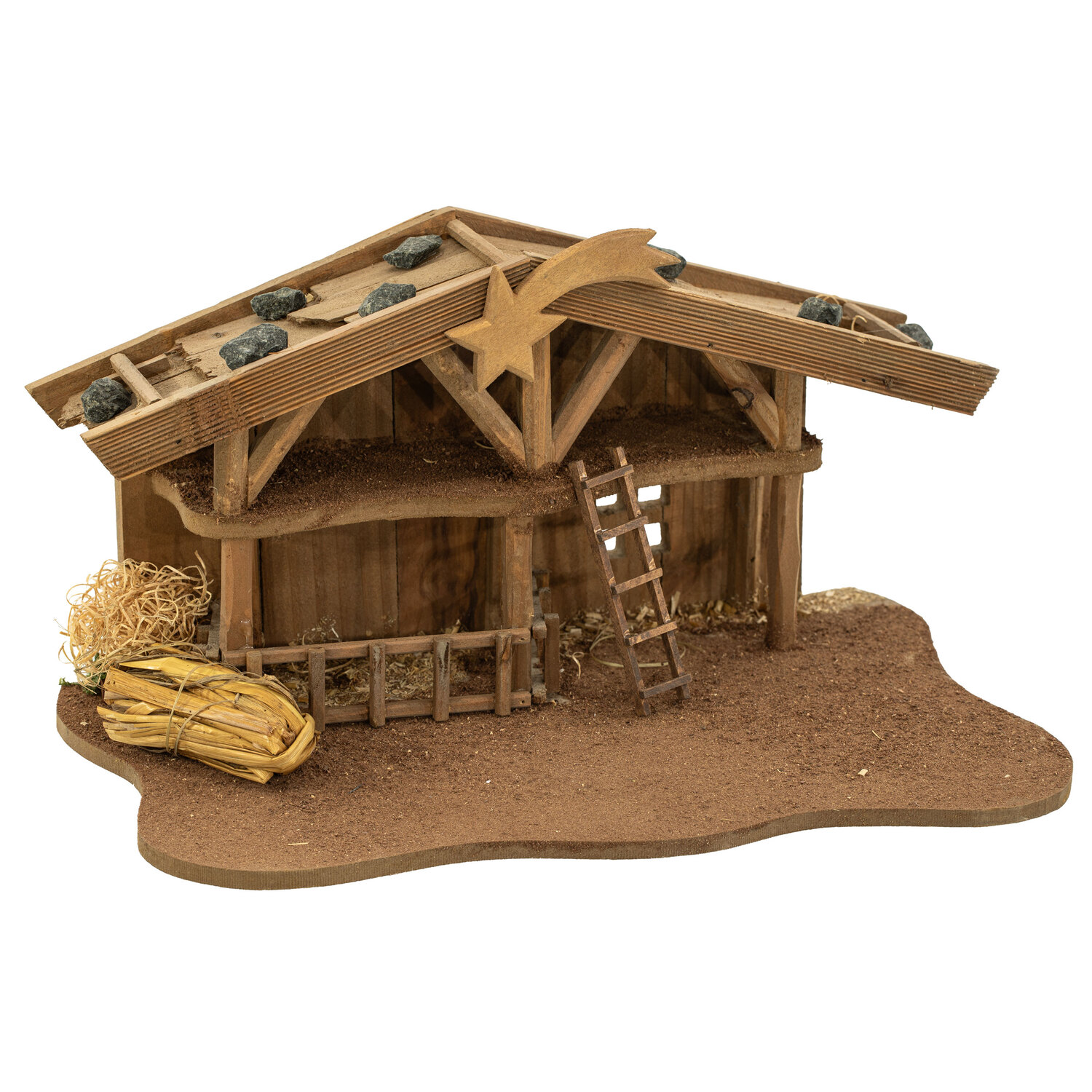 Crèche en bois, 32 x 20,5 x 16,5 cm