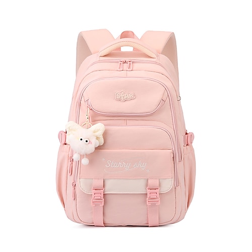 Zaino scolastico da ragazza, borsa per libri in poliestere impermeabile con passante per trolley, zaino multi-scomparto di grande capacità per scuola media, università, viaggi ritorno a scuola,