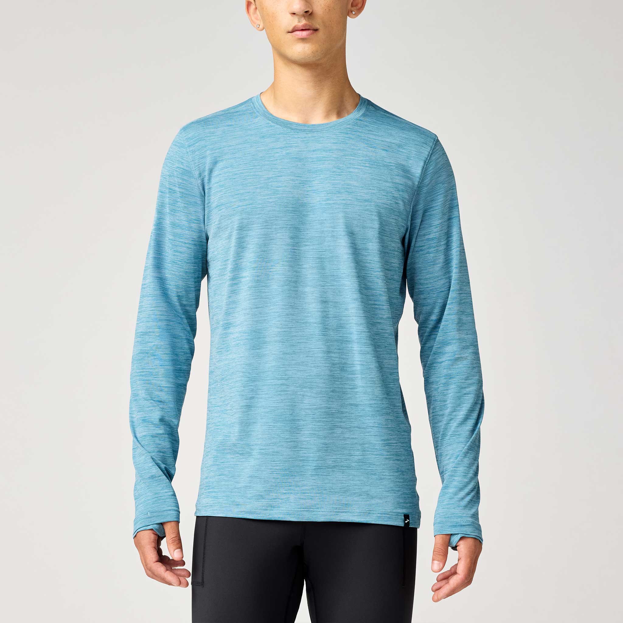 Brooks Luxe Long Sleeve Men's Running Apparel Heather Blue Haze
