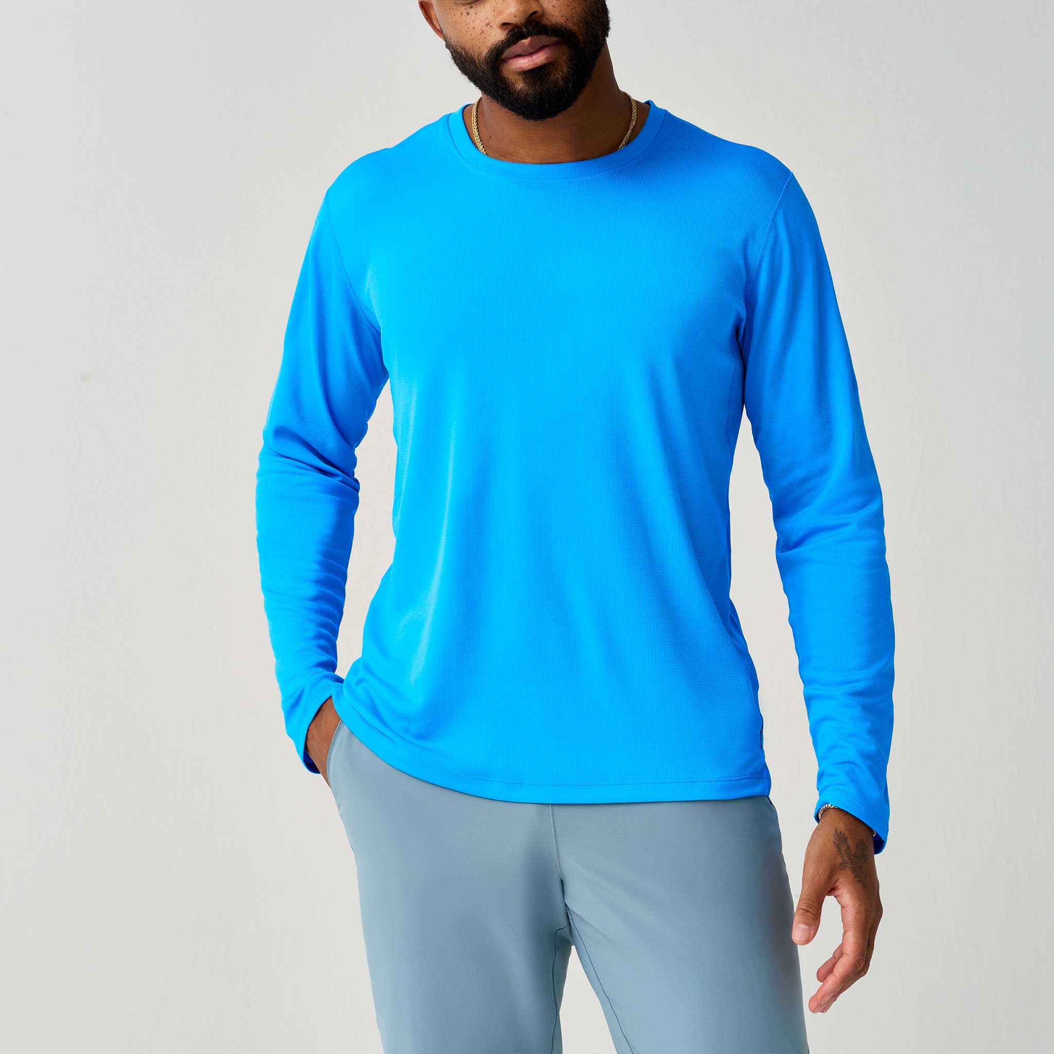 Brooks Dash Long Sleeve Men's Running Apparel Cyber Blue
