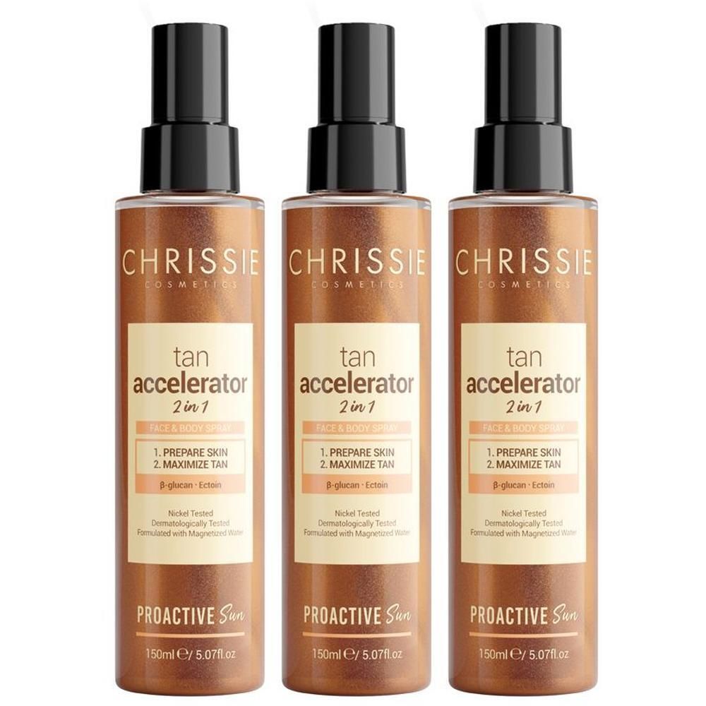 Chrissie Proactive Sun Tan Accellerator 2 In 1 3x150 ml Spray