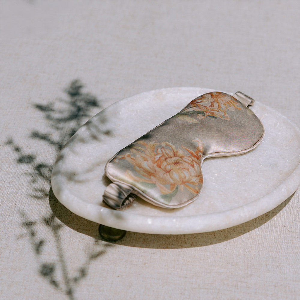 Kiku Washable Silk Sleeping Eye Mask | Floral Luxury Eye Mask - willow - KIM + ONO