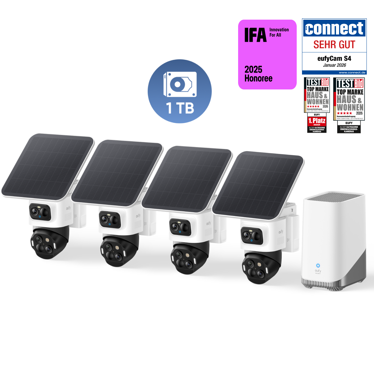eufyCam S4 4‑Kamera‑Set, 1TB Festplatte Image