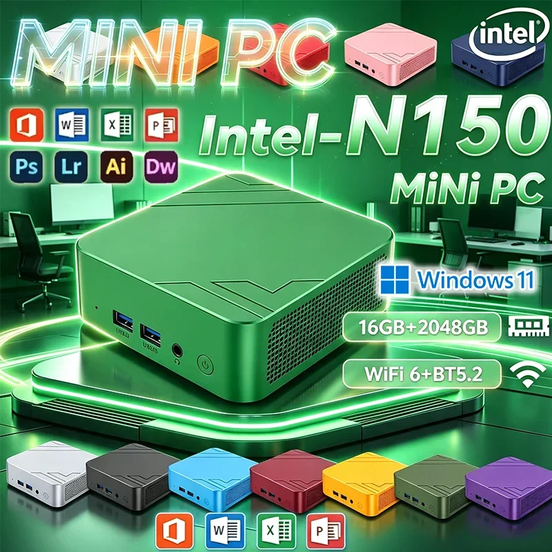 2026 NEW Mini PC Intel N150 Core I3 6100U Windows11 16GB 32GB RAM 1TB 2TB SSD WiFi6 Portable Gaming Computer Office PC Desktop