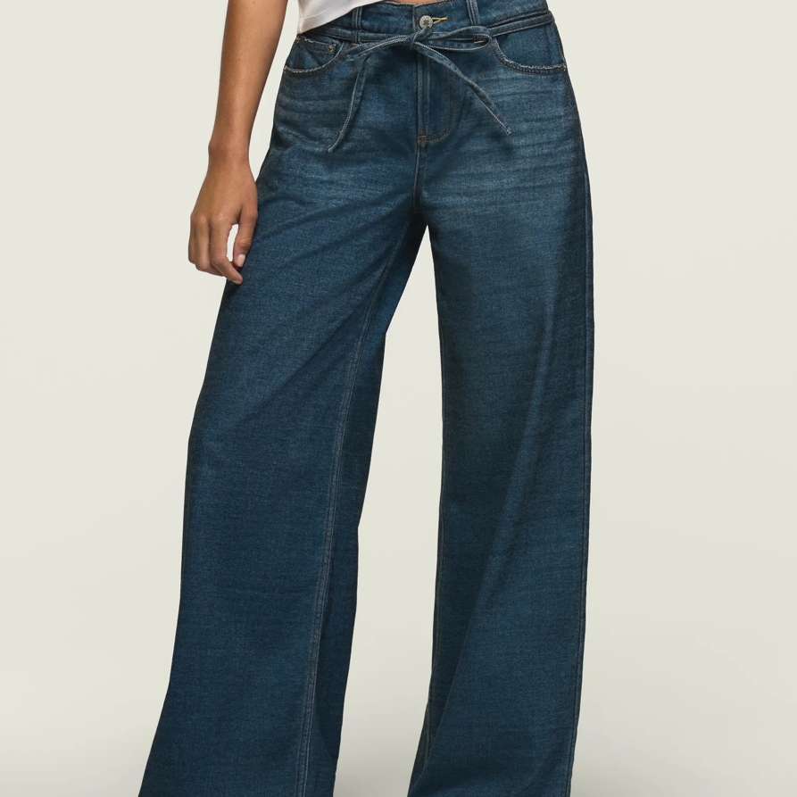 Lucky Brand Denim Luxe Belted Wide Leg - Women's Pants Denim Wide Leg Jeans in Warm Soul Wash, Size 26 x 29