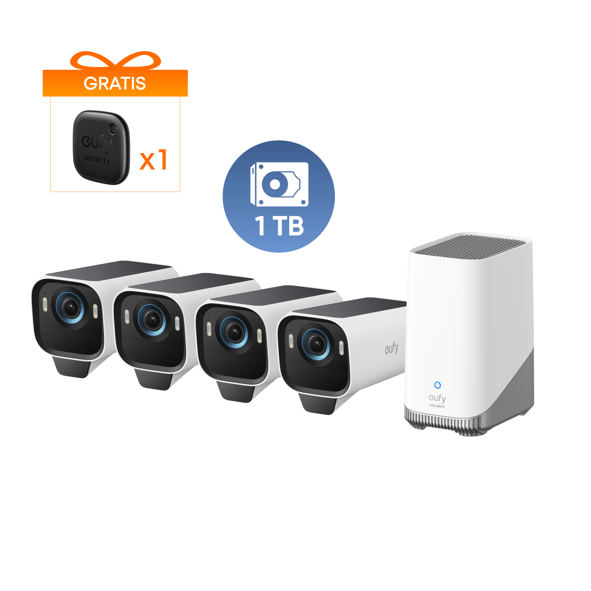 eufyCam S3 Pro 4‑Cam Kit und 1 TB Festplatte Image