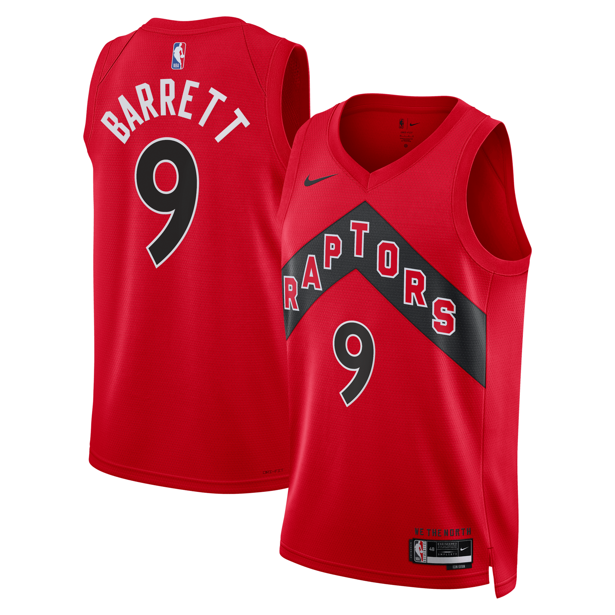 Maillot Swingman Nike Icon Edition des Raptors de Toronto - Rouge - RJ Barrett - Unisexe - Homme Taille: 3XL