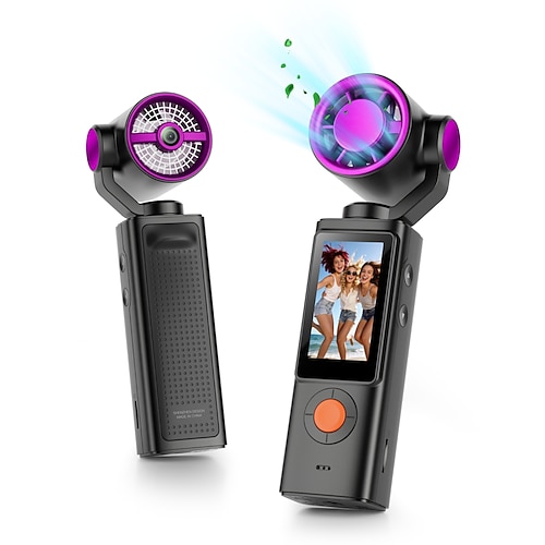 Tragbare 1080p-Videokamera mit Lüfter, handliche Digitalkamera mit 1,3-Zoll-Bildschirm, um 180° drehbarem Objektiv, Vlog-Kamera, wiederaufladbarer Mini-Lüfter mit 3 Geschwindigkeitsstufen, kreatives Technikgeschenk für Reisen und Outdoor-Aktivitäten