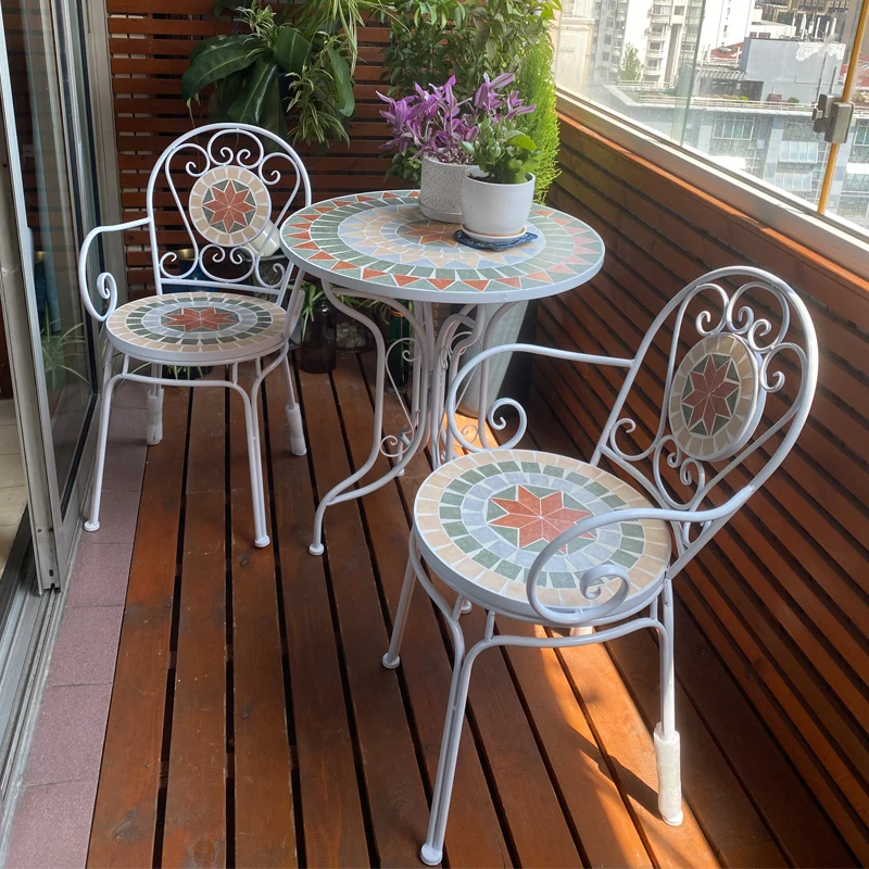 Ensembles de meubles de jardin forgés européens Tables d