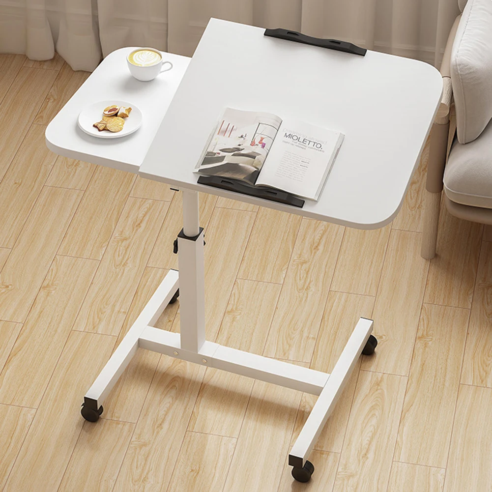 Laptoptisch, höhenverstellbarer Laptopständer, verstellbar von 60–95 cm, mobiler Stehschreibtisch, Beistelltisch, Computertisch mit neigbarer geteilter Platte für Büro, Sofa, Pflegebett mit Rollen, drehbar