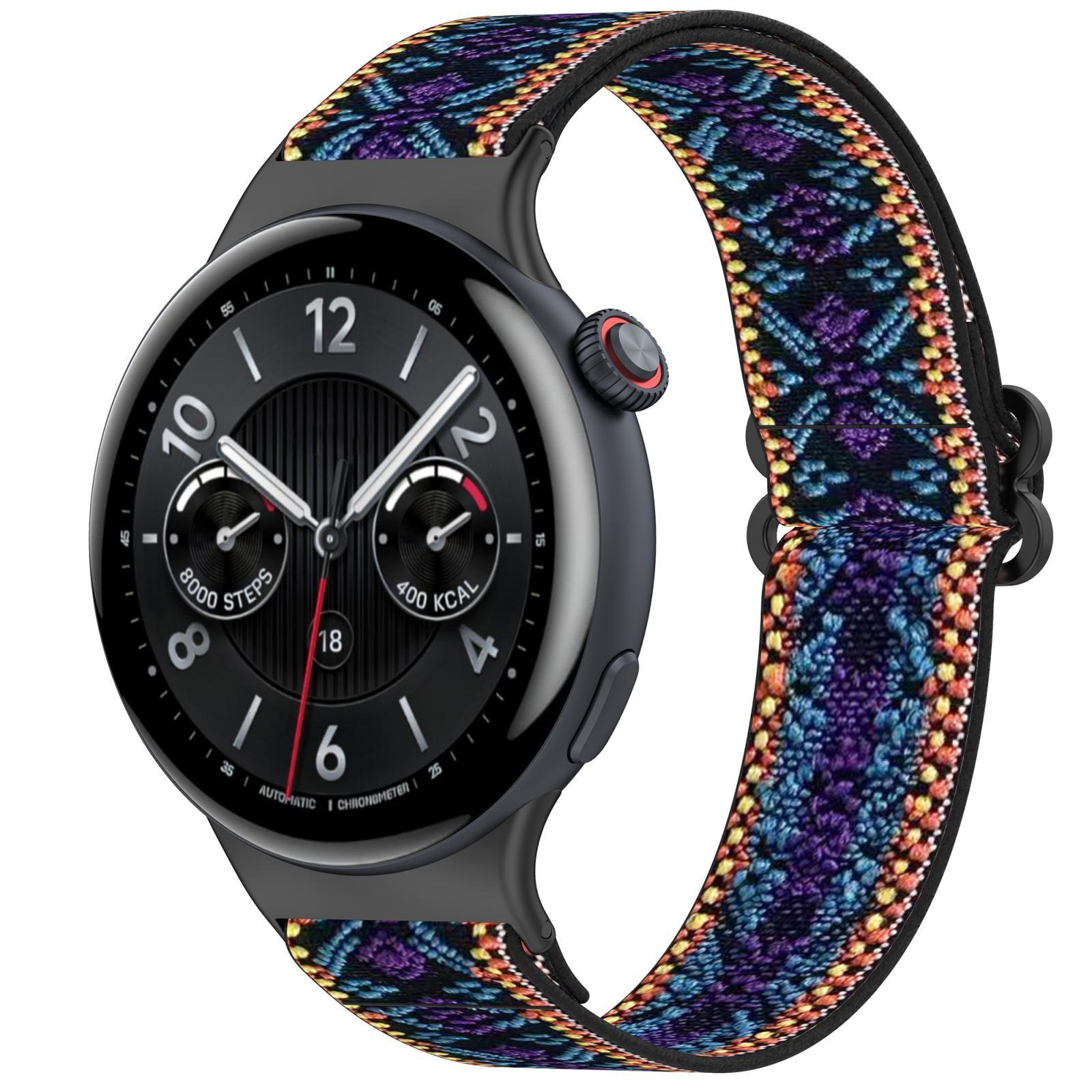 For Vivo Watch 5 IQOO Watch 5 Braided Nylon Watch Band Elastic Replacement Strap Ethnic Style blue Purple