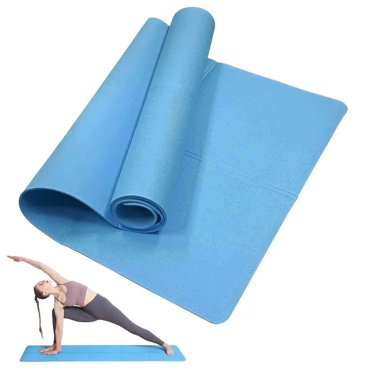 4mm EVA Yoga Mat For Pilates Fitness And Home Workout light Blue