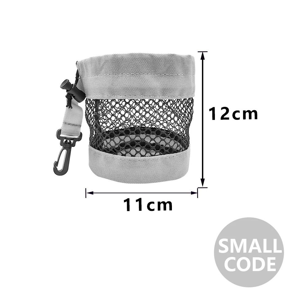 Black Golf Ball Pouch Bag With Mesh Nylon grey S