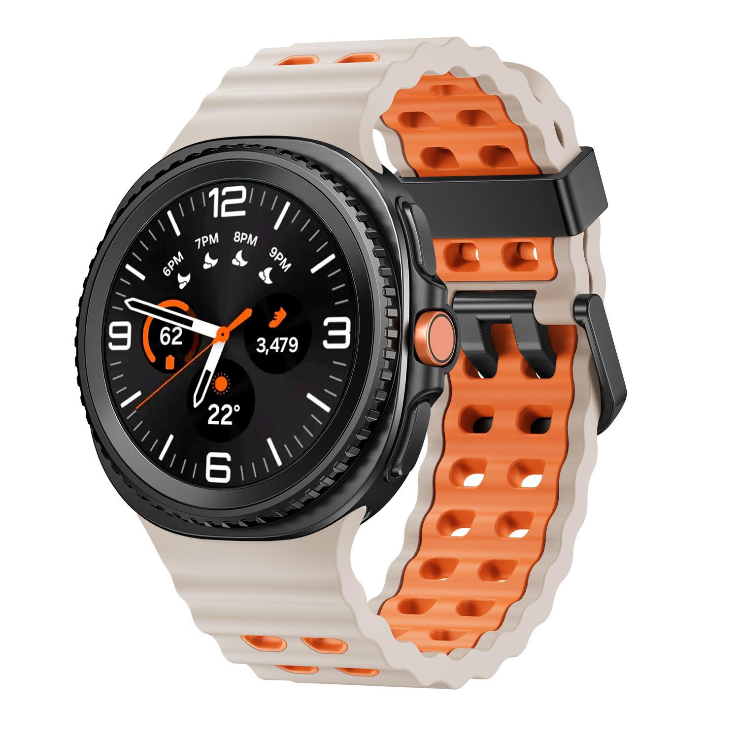 Samsung Galaxy Watch8 Classic Silicone Watch Band Ocean Style Quick Release Strap starlight Orange