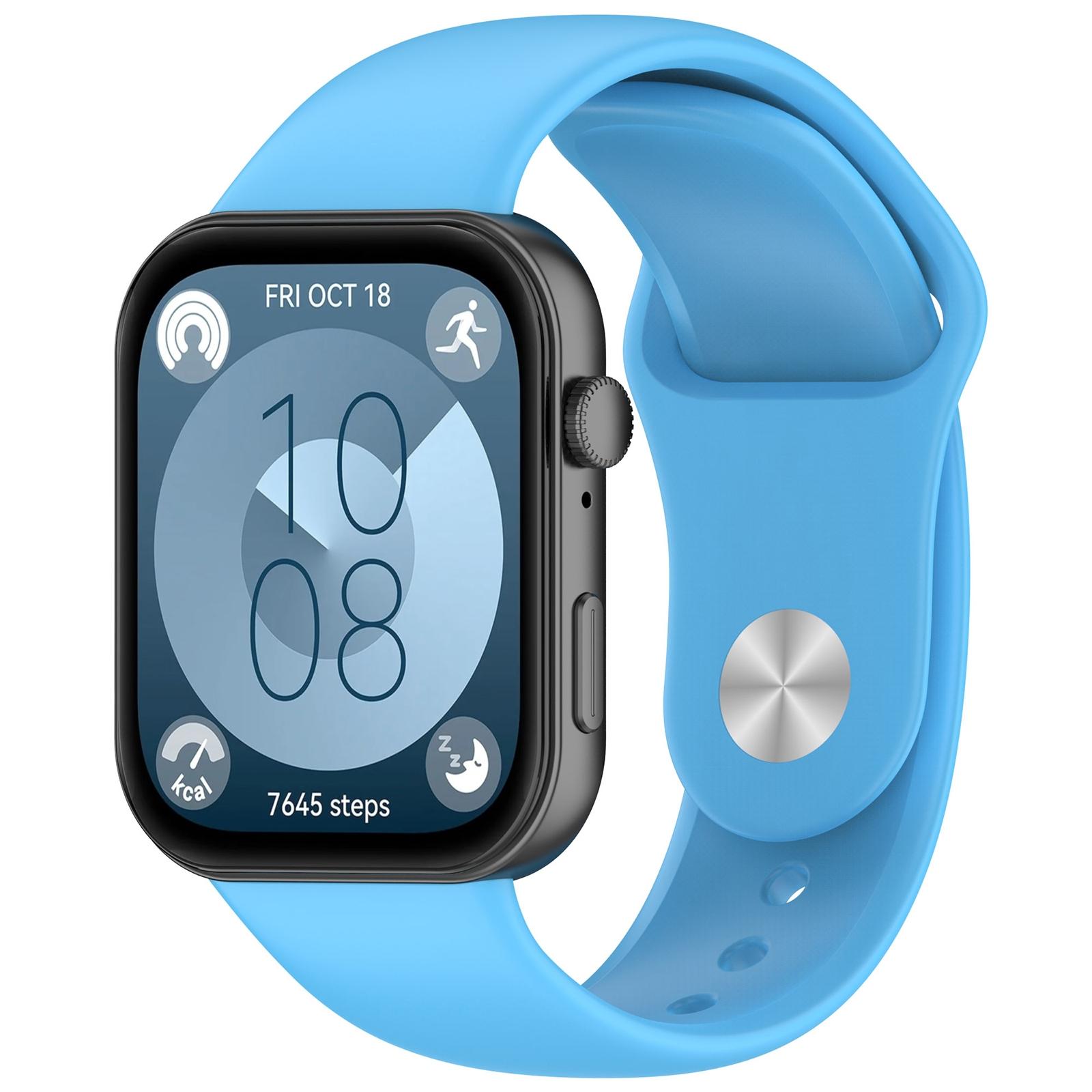 Huawei Watch Fit 3 Silicone Watch Band Waterproof Replacement Strap With Secure Reverse Buckle sky Blue