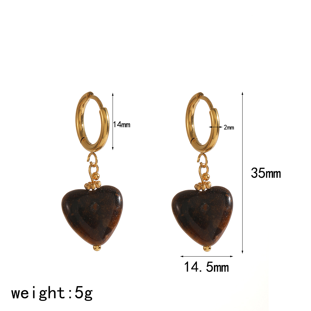 Natural Tiger Eye Earrings In Gold Plated Stainless Steel For Women 2