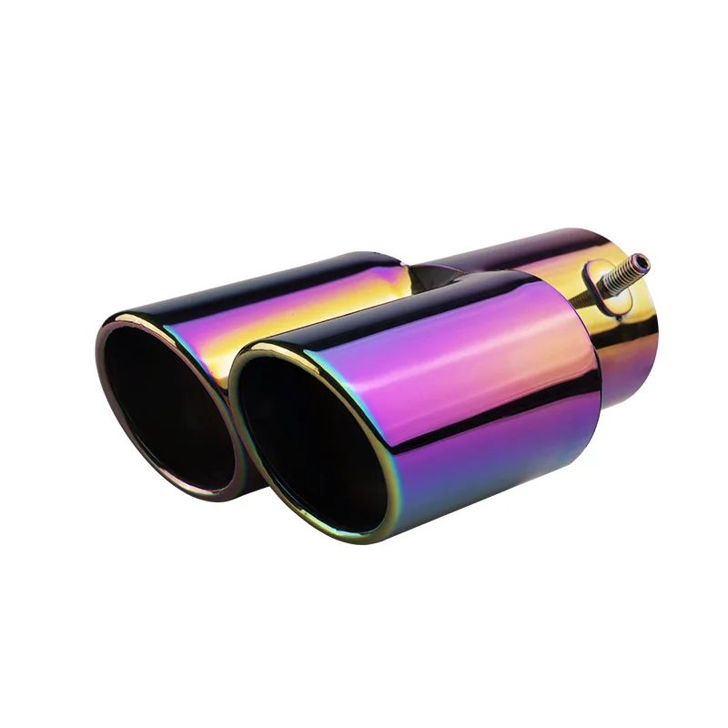 Universal Dual Exhaust Tip Burnt Blue Stainless Steel Exhaust Tip One To Two Tailpipe j