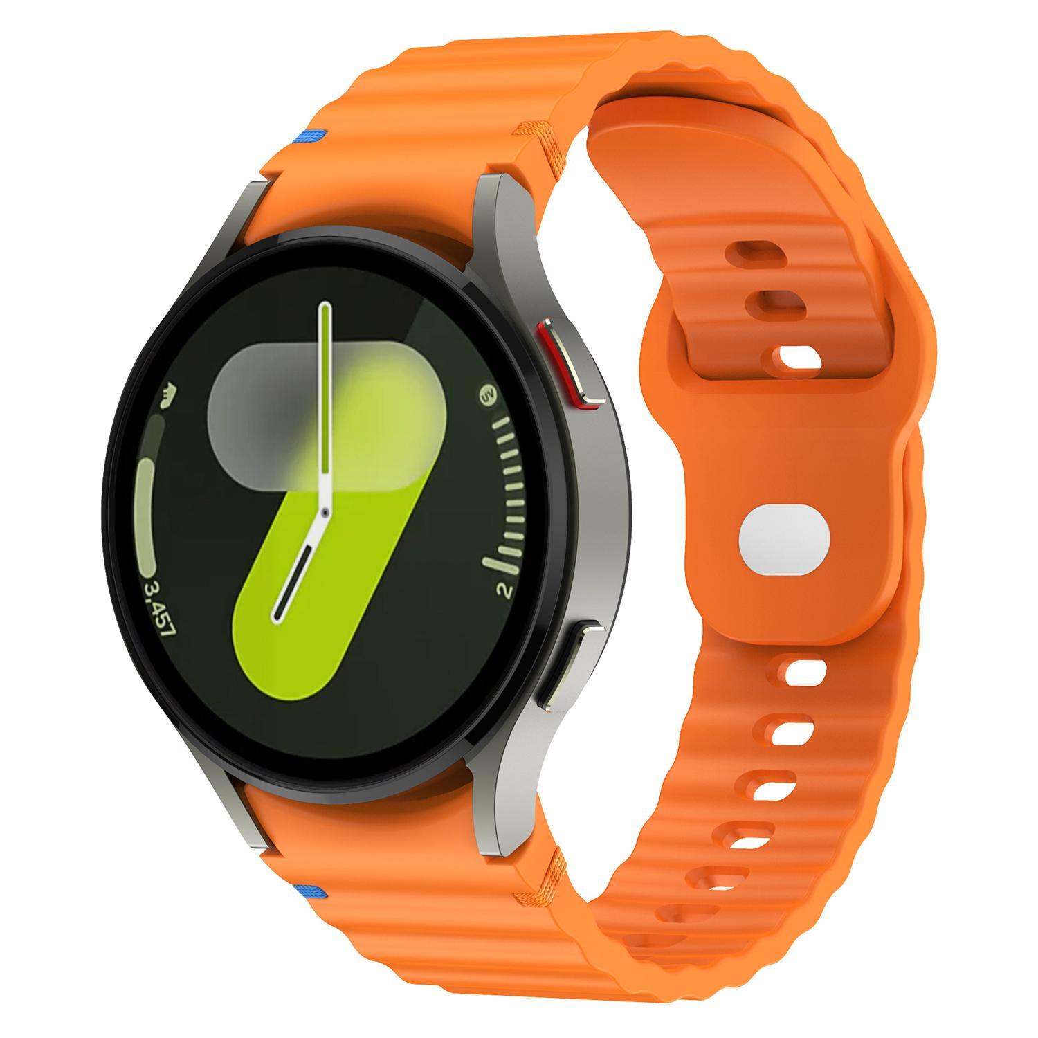 Samsung Galaxy Watch 7 Band 20mm Silicone Watch Strap With Wavy Grain Reverse Buckle orange