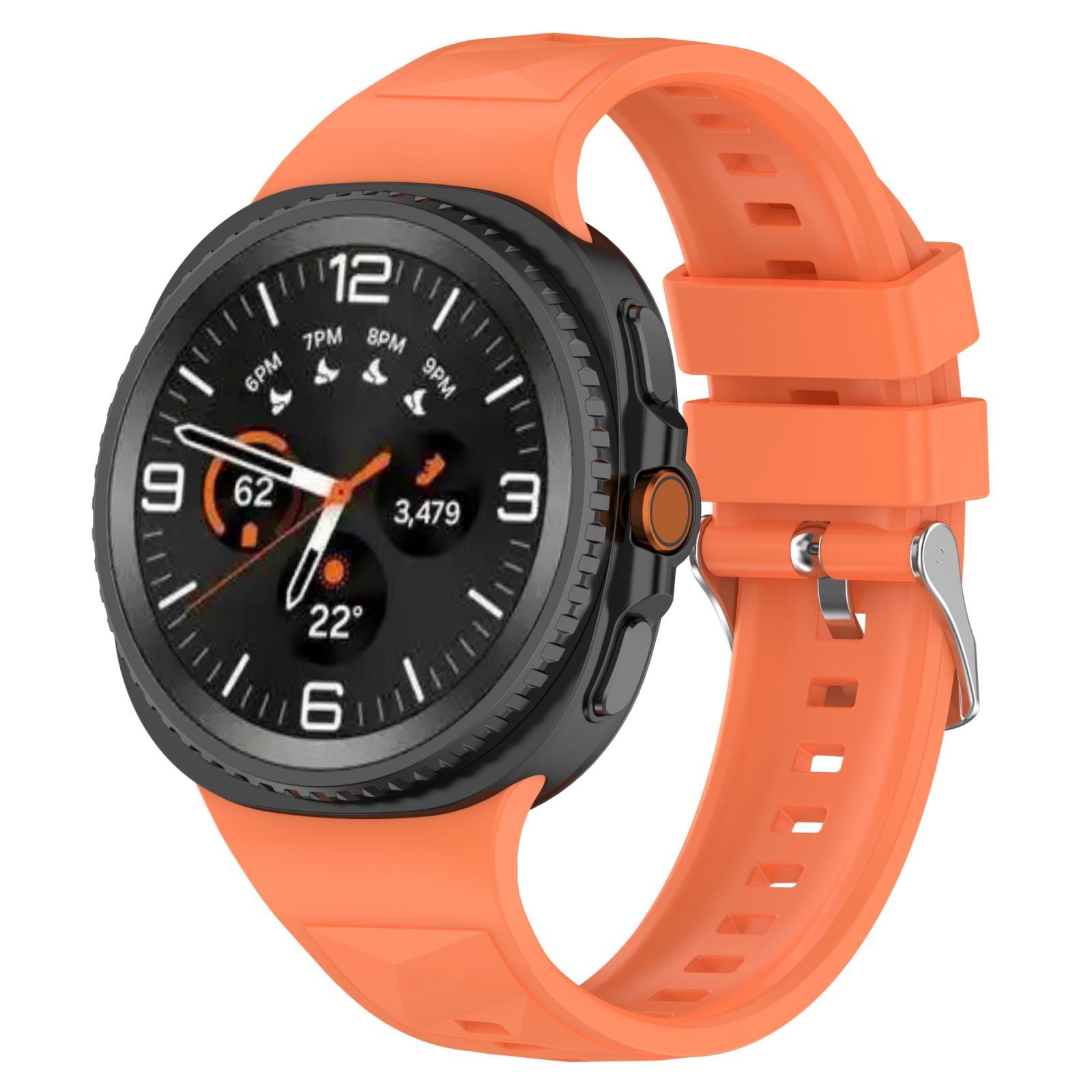 Samsung Galaxy Watch 8 Classic Silicone Watch Band Ice Crystal Texture Replacement Strap papaya Color