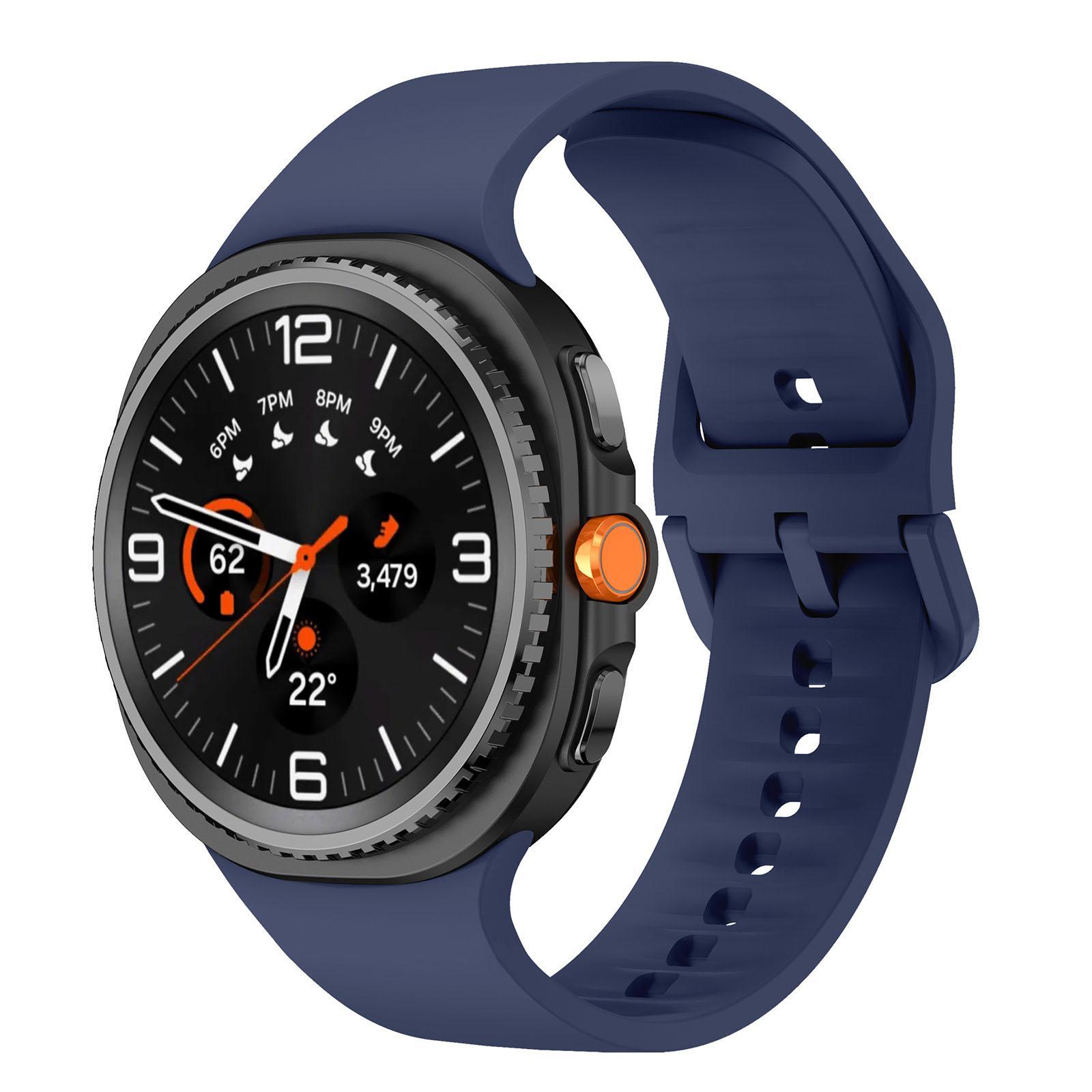 Samsung Galaxy Watch8 Band Soft Silicone Watch Band Adjustable Replacement Strap For Watch8 Classic midnight Blue